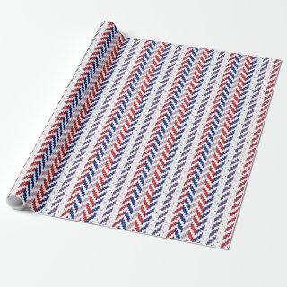 Red White & Blue Stripes Ikat Chevron Pattern 2