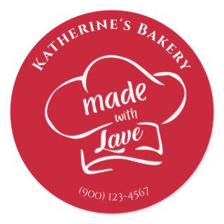 Red White Chef Hat Made with Love Sticker
