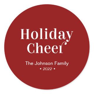 Red & White Christmas Holiday Cheer  Classic Round Sticker