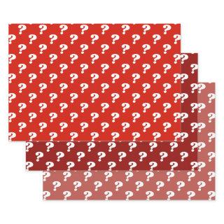 Red & White Cute Gift Wrapper (Question Mark)   Sheets