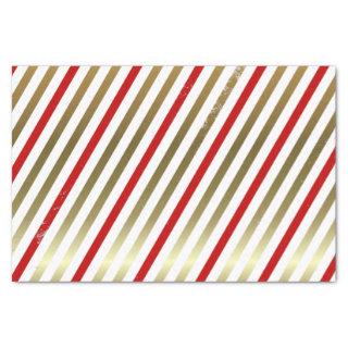 Red, White, Gold Diagonal Stripe Tissue Paper