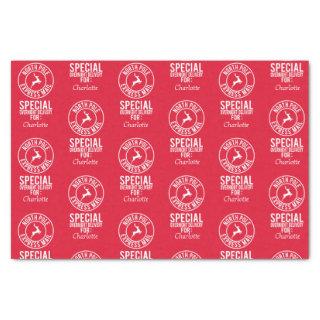 Red & White Name From North Pole Tissue Paper