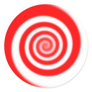 Red & White Peppermint Candy Swirl Classic Round Sticker