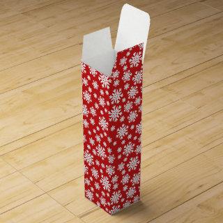 Red White Snowflakes Christmas Holiday  Wine Box