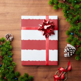 Red White Stripes Unique Faux Torn Christmas