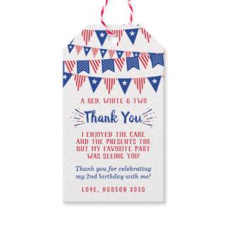 Red, White & Two! 4th Of July 2nd Birthday Party Gift Tags