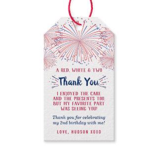Red, White & Two! 4th Of July 2nd Birthday Party Gift Tags