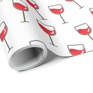 Red Wine Glasses Pattern on White