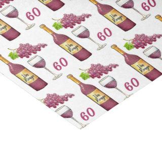 Red Wine Lovers Pattern 60th Birthday Tissue Paper