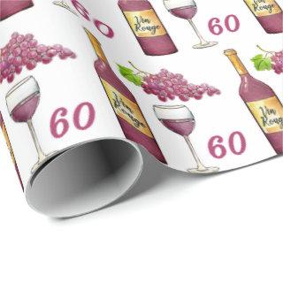 Red Wine Lovers Pattern 60th Birthday