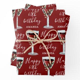Red Wine Rose Watercolor 60th Birthday  Sheets