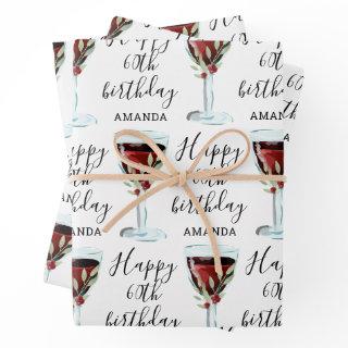 Red Wine Rose Watercolor 60th Birthday  Sheets