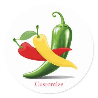 Red Yellow Green Chili Peppers Thunder_Cove Classic Round Sticker