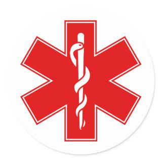 Red Yellow Orange White Nurse EMS Star of Life Classic Round Sticker