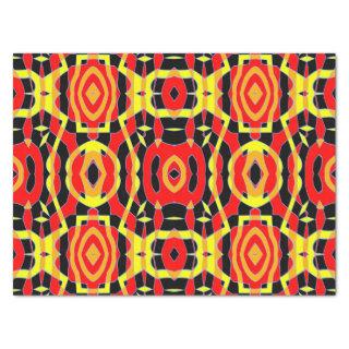 Red & Yellow Tribal Kaleidoscopic Op Art Pattern Tissue Paper