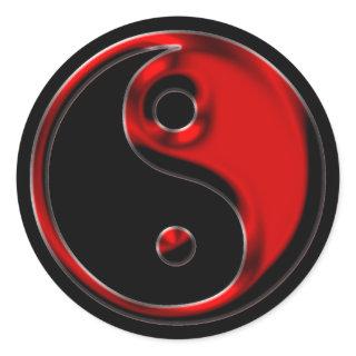 Red Yin Yang Classic Round Sticker