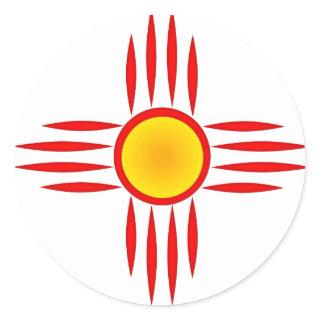 Red Zia with Yellow Center Classic Round Sticker