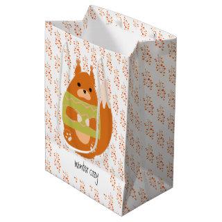 Reddish Brown Squirrel In a Green Sweater Medium Gift Bag