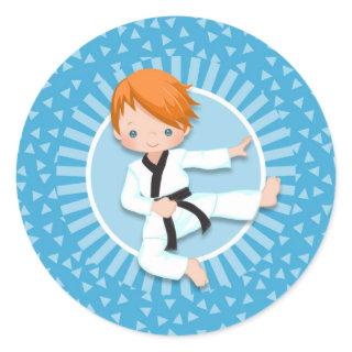 Redhead Karate Boy Judo Martial Arts Classic Round Sticker