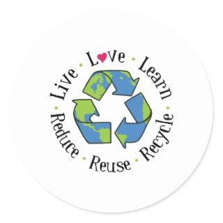 Reduce Reuse Recycle Classic Round Sticker
