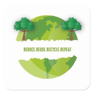 Reduce Reuse Recycle Repeat Ecological Square Sticker