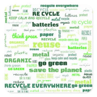 Reduce, Reuse, Recycle Word Cloud Square Sticker