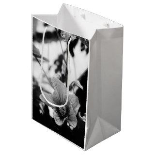 Redvein Abutilon Flower Black and White Photo Medium Gift Bag
