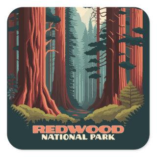 Redwood National Park California Trees Square Sticker