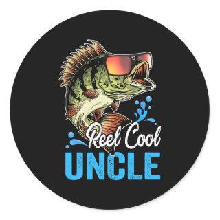 Reel Cool Uncle Fishing Lover Vintage Father's Classic Round Sticker