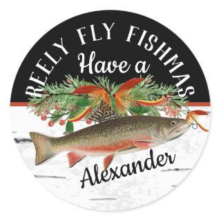 Reely Fly Fishmas  Fishing Christmas  Classic Round Sticker