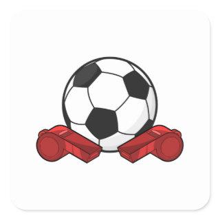 Referee whistle & Soccer ball Square Sticker