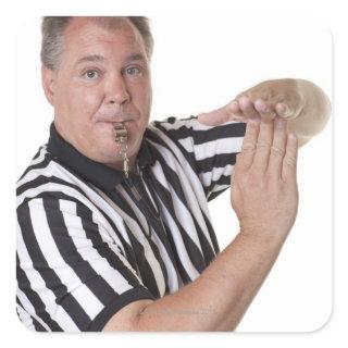Referee with Time out signal and whistle Square Sticker