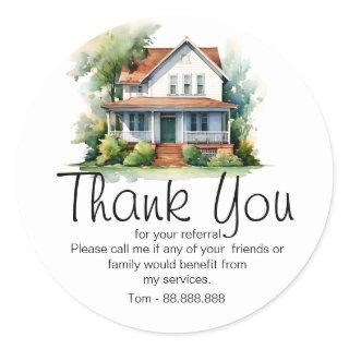 Referral Real Estate Thank You business Square Classic Round Sticker