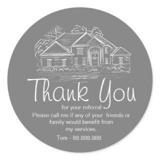 Referral Real Estate Thank You business Square Sti Classic Round Sticker