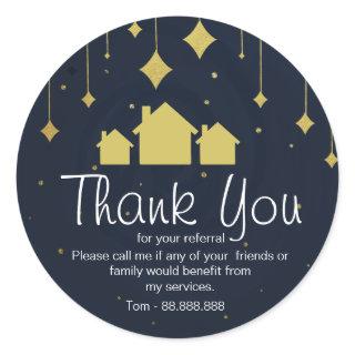 Referral Real Estate Thank You business Square Sti Classic Round Sticker