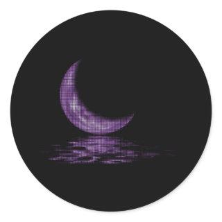 Reflection Crescent Moon On Lake Purple Classic Round Sticker