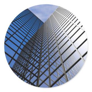Reflective Office Block Classic Round Sticker