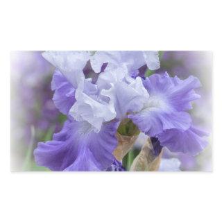 Regal Bearded Iris - Purple & White Rectangular Sticker