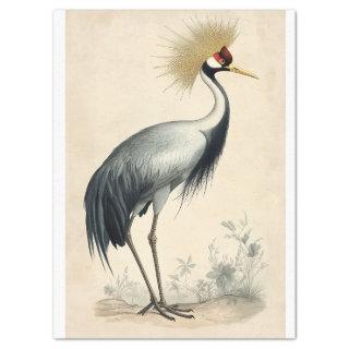 Regal Crane Standing in a Tranquil Decoupage Scene Tissue Paper