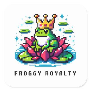 Regal Froggy - Pixel Frog with Crown Square Sticker