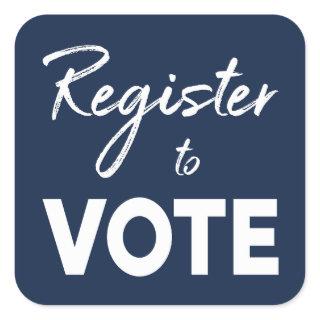 Register to Vote, stylish white typography on navy Square Sticker