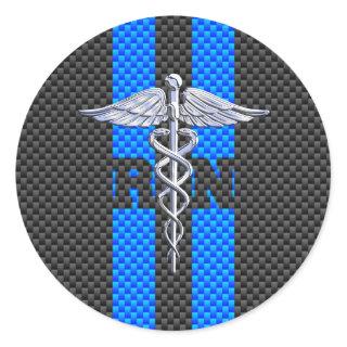 Registered Nurse RN Caduceus Carbon Fiber Style Classic Round Sticker