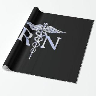 Registered Nurse RN Silver Caduceus Snakes Black