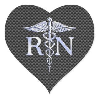 Registered Nurse RN Silver Caduceus Snakes Heart Sticker