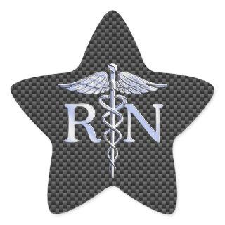 Registered Nurse RN Silver Caduceus Snakes Star Sticker