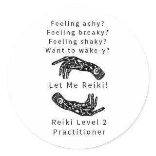 Reiki Level 2 Practitioner Riddle And Hands Classic Round Sticker