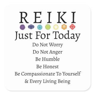 Reiki Principles Precepts White Square Sticker