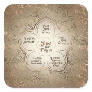 Reiki Principles - Reiki Precepts Golden Sheer Square Sticker