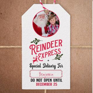 Reindeer Express from Santa Name & Photo Christmas Gift Tags