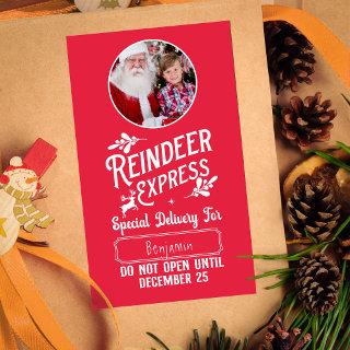 Reindeer Express from Santa Name & Photo Christmas Rectangular Sticker